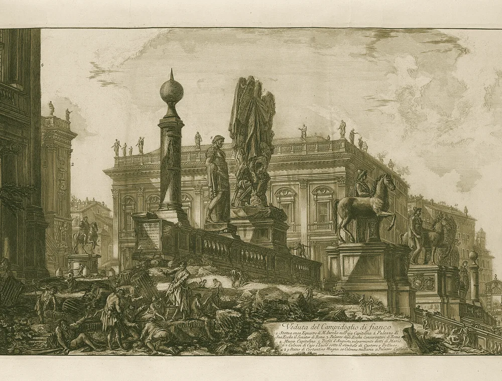Veduta del Campidoglio di fianco — acquaforte romana del 1778